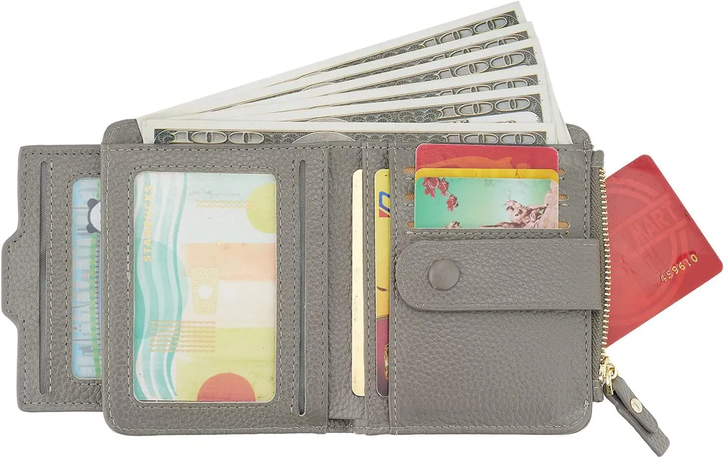 ZOOEASS Women's RFID Mini Soft Leather Bifold Wallet With ID Window Card Sleeve Coin Purse